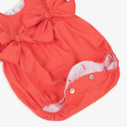 Phi Clothing-جمبسوت قطن برتقالي للبنات مع فيونكة | Childrensalon Outlet