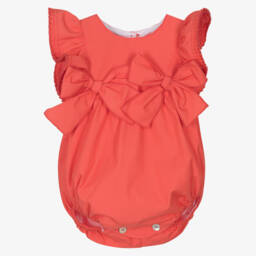 Phi Clothing-جمبسوت قطن برتقالي للبنات مع فيونكة | Childrensalon Outlet