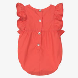 Phi Clothing-جمبسوت قطن برتقالي للبنات مع فيونكة | Childrensalon Outlet