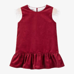 Phi Clothing-Girls Velour Dress with Feather Trim | Childrensalon Outlet