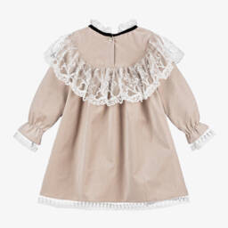 في كلودينغ-فستان قطن مخمل لون بيج | Childrensalon Outlet