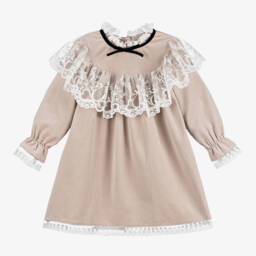 في كلودينغ-فستان قطن مخمل لون بيج | Childrensalon Outlet