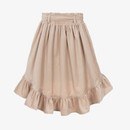 Phi Clothing-Girls Velvet Beige Skirt with Ruffle | Childrensalon Outlet