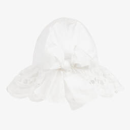 Phi Clothing-Белая хлопковая шапочка с вышивкой английской гладью | Childrensalon Outlet