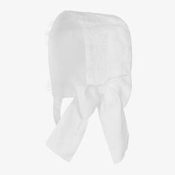 Phi Clothing-Girls White Cotton Lace Bonnet | Childrensalon Outlet