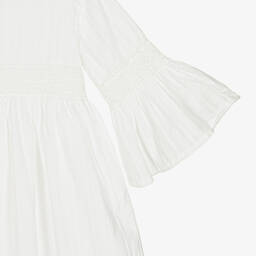 Phi Clothing-Белое хлопковое платье с кружевной отделкой | Childrensalon Outlet