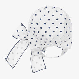 Phi Clothing-Белый хлопковый чепчик в горошек | Childrensalon Outlet