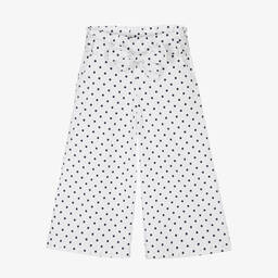 Phi Clothing-Girls White Cotton Polka Dot Trousers | Childrensalon Outlet