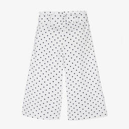 Phi Clothing-Girls White Cotton Polka Dot Trousers | Childrensalon Outlet