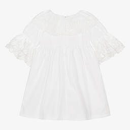 Phi Clothing-Girls White Cotton Poplin Dress | Childrensalon Outlet