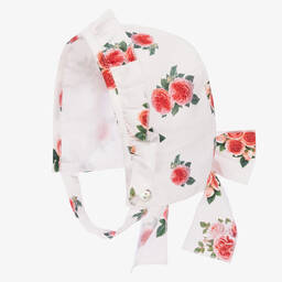 Phi Clothing-Girls White Floral Bonnet | Childrensalon Outlet