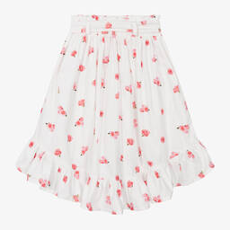 Phi Clothing-Белая асимметричная юбка из хлопка с цветами | Childrensalon Outlet