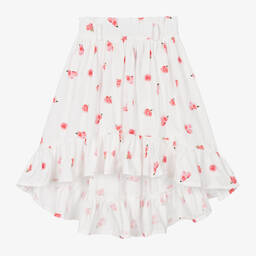 Phi Clothing-Белая асимметричная юбка из хлопка с цветами | Childrensalon Outlet