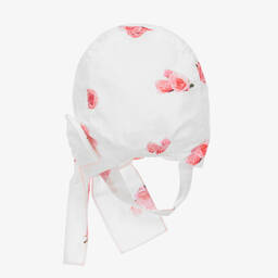 Phi Clothing-Girls White Floral Cotton Bonnet | Childrensalon Outlet