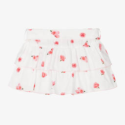 Phi Clothing-Белая хлопковая юбка-шорты с цветами | Childrensalon Outlet