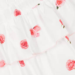 Phi Clothing-Белая хлопковая юбка-шорты с цветами | Childrensalon Outlet
