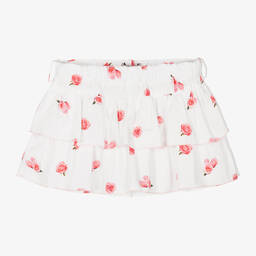 Phi Clothing-Белая хлопковая юбка-шорты с цветами | Childrensalon Outlet