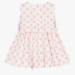 Phi Clothing-Girls White & Pink Dot Dress | Childrensalon Outlet