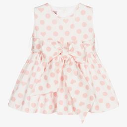 Phi Clothing-Girls White & Pink Dot Dress | Childrensalon Outlet