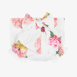 Phi Clothing-Бело-розовые шортики на подгузник с цветами | Childrensalon Outlet