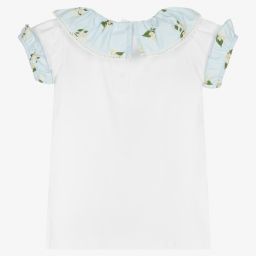 Phi Clothing-Girls White Ruffle T-Shirt | Childrensalon Outlet
