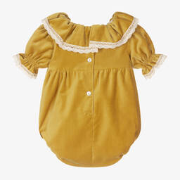 Phi Clothing-Girls Yellow Cotton Velvet Ruffle Shortie | Childrensalon Outlet