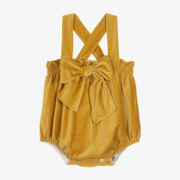 Phi Clothing-Желтый бархатный песочник для девочек | Childrensalon Outlet