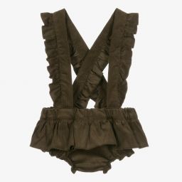 في كلودينغ-شورت قطن كوردوروي لون أخضر للبنات | Childrensalon Outlet