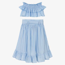 Phi Clothing-Little Ladies Blue Striped Ensemble | Childrensalon Outlet