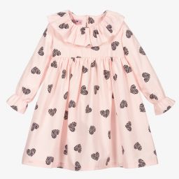 Phi Clothing-Розовое платье с черными сердечками | Childrensalon Outlet