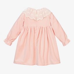 Phi Clothing-Розовое бархатное платье с кружевом | Childrensalon Outlet