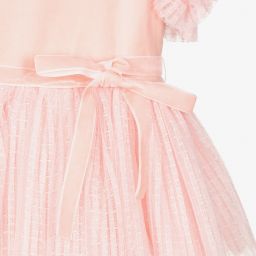 Phi Clothing-Розовое платье из бархата и тюля | Childrensalon Outlet