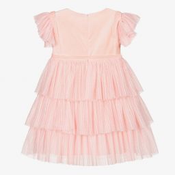 Phi Clothing-Розовое платье из бархата и тюля | Childrensalon Outlet