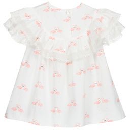 Phi Clothing-White Cotton Lace Trim Blouse | Childrensalon Outlet
