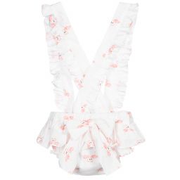 Phi Clothing-White & Pink Cotton Shorts  | Childrensalon Outlet