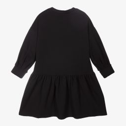 بيكولا لودو-فستان سويتشيرت قطن جيرسي لون أسود | Childrensalon Outlet