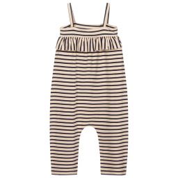 Piccola Ludo-Blue & Beige Striped Jumpsuit | Childrensalon Outlet
