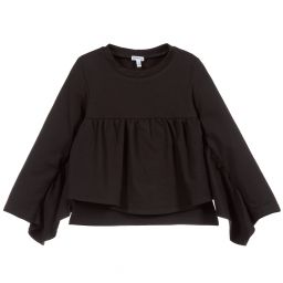 Piccola Ludo-Girls Black Jersey Blouse | Childrensalon Outlet