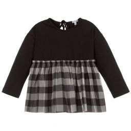 Piccola Ludo-Girls Black Jersey Top | Childrensalon Outlet