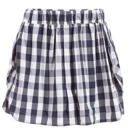 Piccola Ludo-Girls Blue Checked Skirt | Childrensalon Outlet