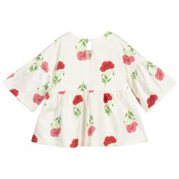 Piccola Ludo-Girls Ivory Jersey Top | Childrensalon Outlet