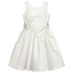 Piccola Ludo-Girls Ivory Satin Dress | Childrensalon Outlet