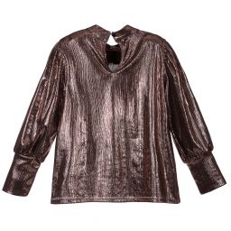 Piccola Ludo-Girls Metallic Pink Blouse | Childrensalon Outlet