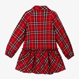 بيكولا لودو-فستان مزيج فيسكوز كاروهات لون أحمر وأبيض | Childrensalon Outlet