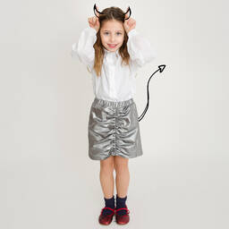 Piccola Ludo-بلوز قطن ستريتش لون أبيض | Childrensalon Outlet