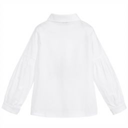 Piccola Ludo-بلوز قطن ستريتش لون أبيض | Childrensalon Outlet