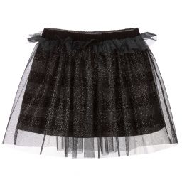 Piccola Ludo-Grey Knit & Tulle Skirt | Childrensalon Outlet