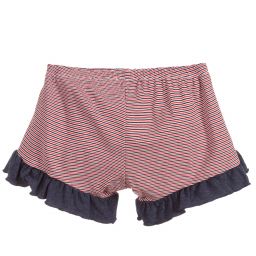 Piccola Ludo-Red Striped Viscose Shorts | Childrensalon Outlet