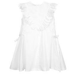 Piccola Ludo-White Cotton Ruffle Dress | Childrensalon Outlet