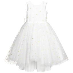 Piccola Ludo-White & Green Tulle Dress | Childrensalon Outlet